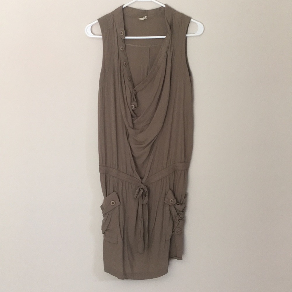 Khaki green button up dress